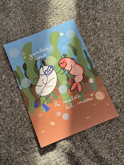 "I gamberi sono le malote del mare" - Illustrazione