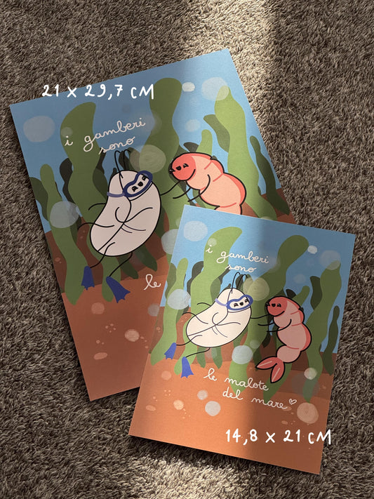 "I gamberi sono le malote del mare" - Illustrazione