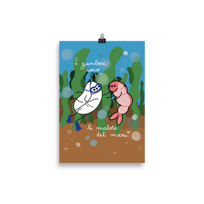 "I gamberi sono le malote del mare" - Illustrazione
